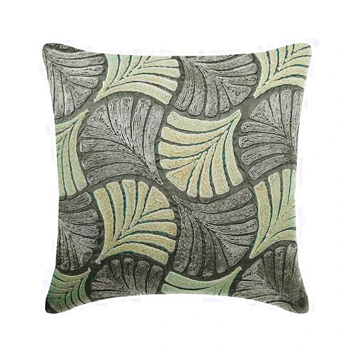 The HomeCentric Euro Sham, Decorative Silver Euro Size Pillow Shams, Pack of 2, 26x26 inch (65x65 cm) Silk Euro Pillow Covers, Pillow Covers with Zardosi Embroidery, Abstract, Modern - Moderno Two