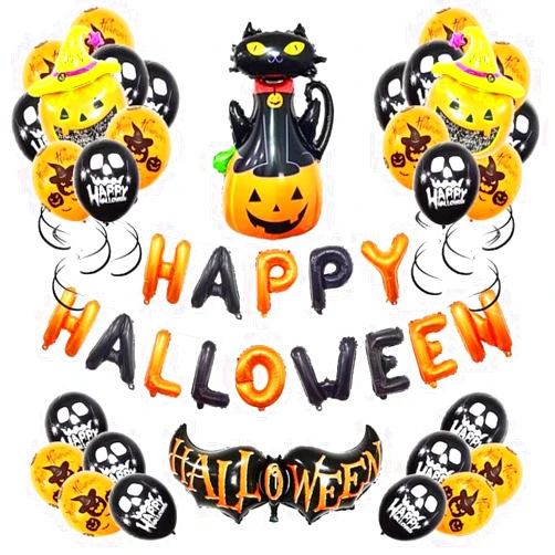 Oekin Halloween Party Supplies Balloons Decorations - Kids Friendly Bat Garland Set Black Orange Latex Balloon and Confetti Balloon for Halloween Celebration Trick or Treat Party