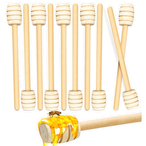 Gloriec 10 Pcs Honey Dipper Sticks - 6 Inch Wooden Honeycomb Sticks, Honey Stirrer Stick For Honey Jar Dispense Drizzle Honey and Wedding Party Favors Gift