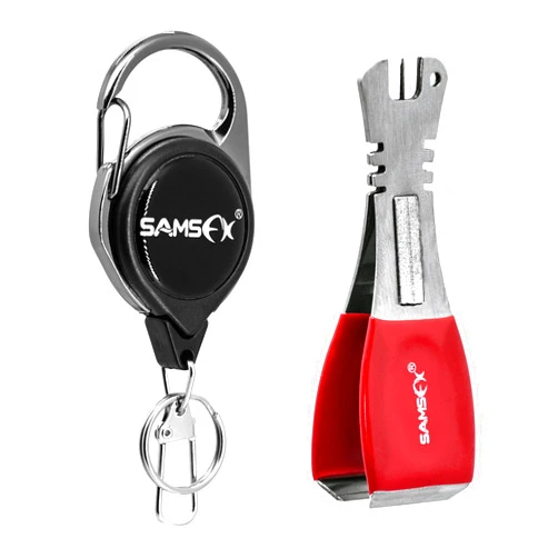 SAMSFX Fishing Big Nippers with Zinger Retractors Fishing Line Cutters with Retractable Badge Holder Fly Fishing Tools Combo