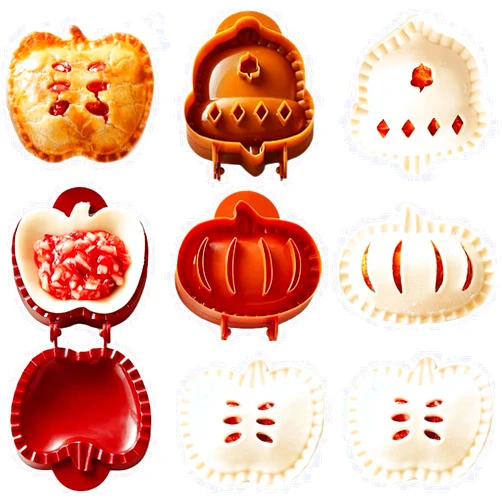 Wokiklee Pocket Dough Pie Press Mold Hand Pie Maker 3 Pack Hand Pie Mold Apple Pumpkin and Acorn Shapes Mini Pie Maker Pocket Pie Molds for Party