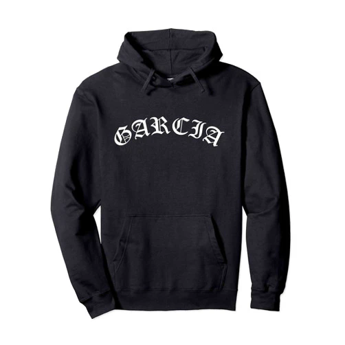 Family Crest GARCIA Arched Old English Pullover Hoodie