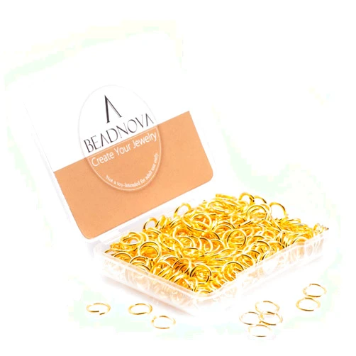 BEADNOVA 8mm Open Jump Rings Gold Jump Rings for Jewelry Making and Keychains (300Pcs)