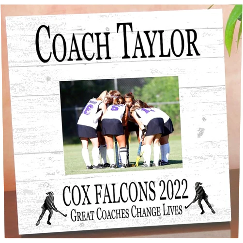 Broad Bay Field Hockey Coach Gift Plaque with Photo - UPLOAD Team Picture - Frame Alternative Personalized Appreciation Award For End Of Season Coaches Present 10in x 10in (Field Hockey)