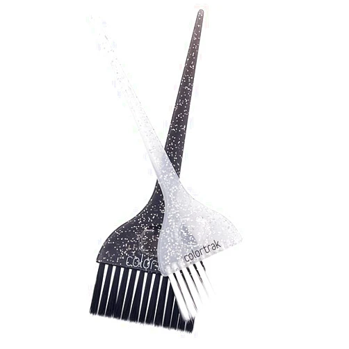 Colortrak Galaxy Glitter 2 Piece Hair Brush Set for Highlighting and Coloring Hair Sections, Includes 2.5 Inch Wide Celestial Glow Soft Bristle Brush, 3 Inch Wide Meteor Shower Stiff Bristle Brush