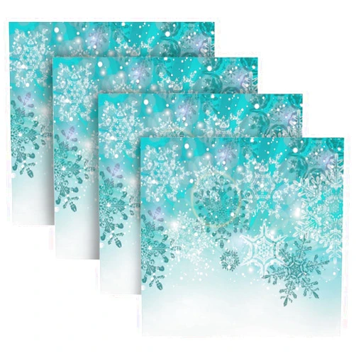 ALAZA Silver Winter Teal Turquoise Snowflakes Christmas Cloth Napkins Dinner Napkins Set of 6,Reusable Table Napkins Washable Polyester Fabric for Cocktail Party Holiday Wedding Home Decorative
