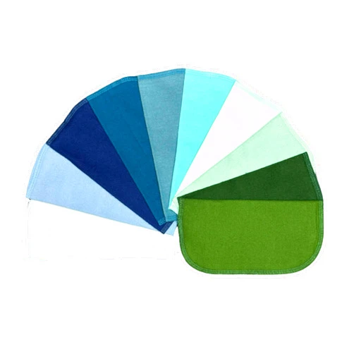 Gina's Soft Cloth Shop 1 Ply Solid Color Flannel 8x8 Inches Little Wipes Set of 10 Assorted Blues and Greens- Proudly Made in The USA!