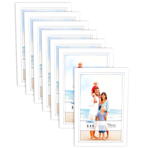 Icona Bay 4x6 Picture Frames Set (White, 12 Pack), Classy Contemporary Style, Maestro Collection