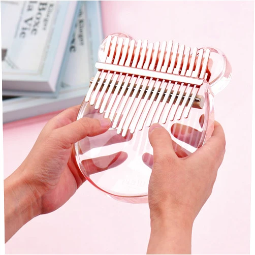 FLSEPAMB Kalimba Clear Kalimba Thumb Piano Crystal 17 Key Portable Mbira Finger Piano Best Gift for Kids, Birthday, Christmas, Beginner, Professional, Party (Bear-shaped Crystal)