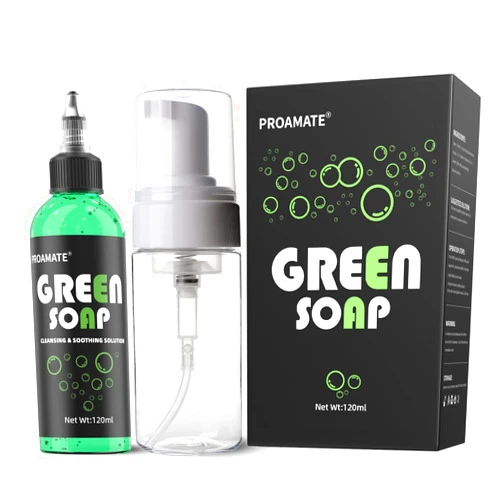 proamate Green Tattoo Soap 4OZ with Foaming Bottle 120ml, Tattoo Soap Tattoo Supplies for Tattoos Piercings, Clean Skin Equipment