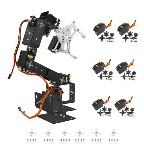diymore Robotic Arm Kit ROT3U 6DOF Aluminium Mechanical Robotic Clamp Claw Kits for Boys & Girls to Learn Programming/Science/Techology, with MG996R Metal Gear Servo Motor,Ideal Christmas Gift