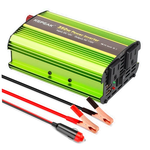 KEPEAK 350W Power Inverter 12V DC to 110V AC Converter with 2 USB Ports and 2 AC Outlet, 12V Car Inverter and Battery Inverter for Vehicles Road Trip and Camping