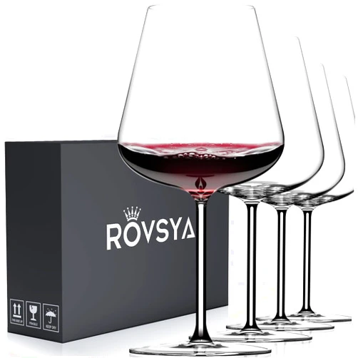 OJA 28 oz Red Wine Glasses Set of 4, Hand Blown Crystal Large Wine Glass, Clearer, Lighter for Tasting, Ideal for Christmas Day, Wedding, Birthday