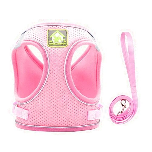 Letaia Dog Harness All Weather Small and Medium Dogs Leash Vest Harness with Super Breathable Mesh (Pink, Large (11-15.4 pounds))