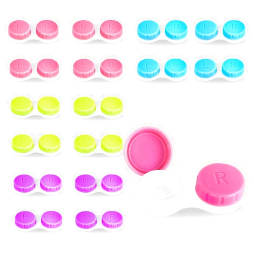 MorTime 16 Pack Contact Lens Case Box, Mini Contact Lens Case, Colorful Bulk Box Holder Container, Contact Lens Case Set