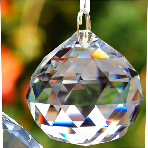 EasyBravo 50mm Clear Crystal Ball Prisms Feng Shui Suncatcher Decorating Hanging Faceted Prism Balls + Hanging Kit
