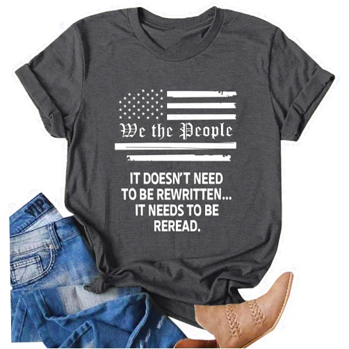 Prelike Powers We The People 1776 T Shirt Women American Flag Shirt Tops Patriotic T-Shirt 4th of July Graphic Tees Shirts Casual Tops