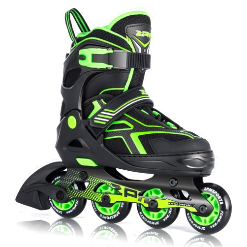 2PM SPORTS Torinx Green Boys Adjustable Inline Skates, Fun Beginner Roller Skates for Kids, Youth, Girls, Men and Women