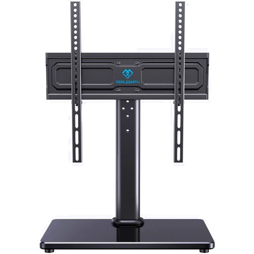 PERLESMITH Universal Swivel TV Stand for 24-60 inch TVs up to 99 lbs, 8 Height Adjustable Table Top TV Stand, TV Base Stand with Tempered Glass Base, Max VESA 400x400mm, PSTVS33
