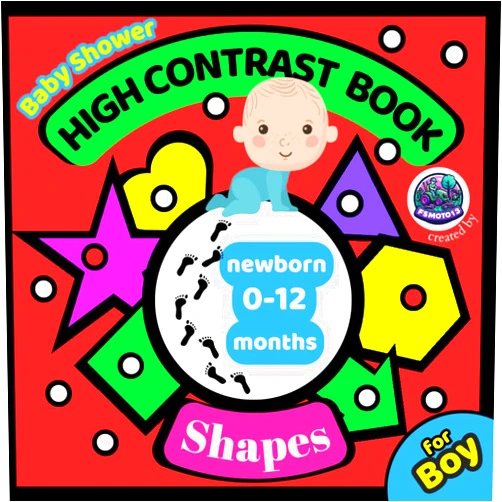 Fs Moto13 Fsmoto13 Baby Shower High Contrast Book for Newborn 0-12 Months: My first gift for a boy with a Personalized Fillable Page, Children`s Shapes, Helps ... with Red Accents (High Contrast Baby Book)