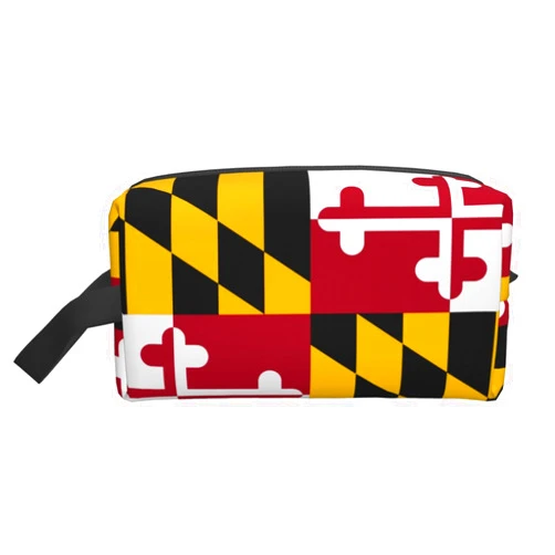 Generic Makeup Bag Maryland State Flag, Usa Toiletry Pouch Portable Travel Washing Storage Bag With Zipper Waterproof Cosmetic Bag Accessories Organizer