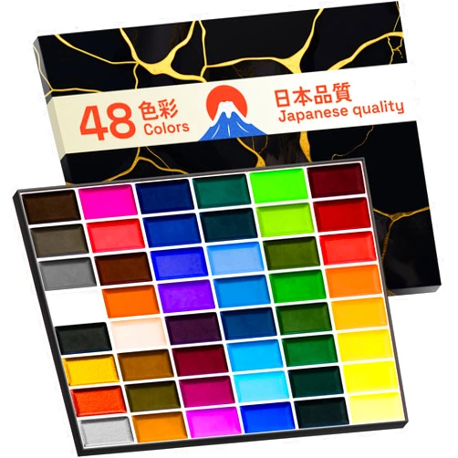 ARTISTRO Professional Watercolor Paint Set for Adults - 48 Pigment-Rich Colors, XL Pans, ASTM-I Lightfastness, High Tinting Strength Watercolor Set for Professionals made by professionals