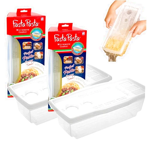 Fasta Pasta Microwave Pasta Cooker, 2 Pack - The Original No Mess, Sticking or Waiting For Boil