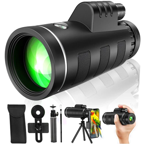 YEGASS Monocular Telescope 40x60 with Smartphone Adapter, Telescope for Adults High Powered, Monocular for Adults, Compact Low Light Vision for Wildlife, Hunting, Camping, Travel &Outdoor Adventures