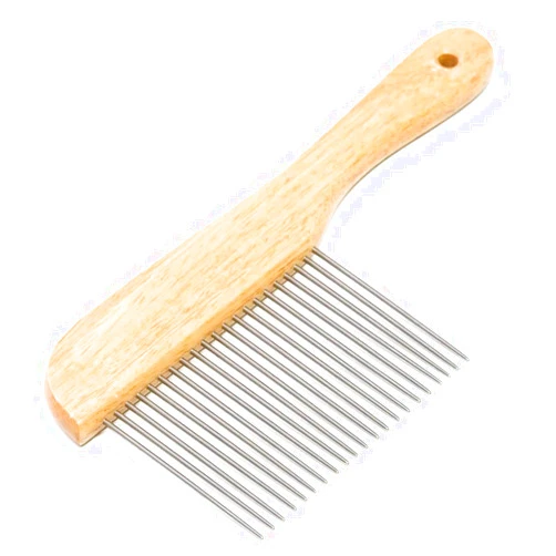 Ryan's Pet Supplies Paw Brothers Poodle Comb Brush for Dogs, Professional Grade, Wooden Ergonomic Handle, Stainless Steel Teeth, Dematting Comb for Dogs, Extra Long Teeth