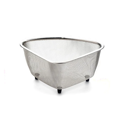 RSVP International Endurance® In-Sink Mesh Colander Strainer Basket, 3 Quart | Organize Sponges, Collect Food Scraps | Dishwasher Safe | Small Corner Basket | Steaming, Draining & Rinsing