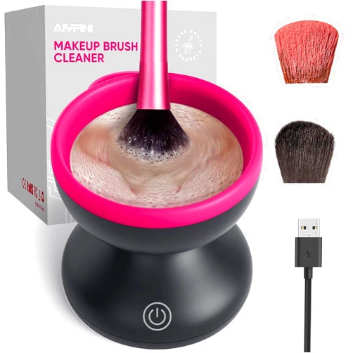 Alyfini Electric Makeup Brush Cleaner Machine - Alyfini Portable Automatic USB Cosmetic Brushes Cleaner Cleanser Tool for All Size Beauty Makeup Brush Set, Liquid Foundation, Contour, Eyeshadow, Blush Brush
