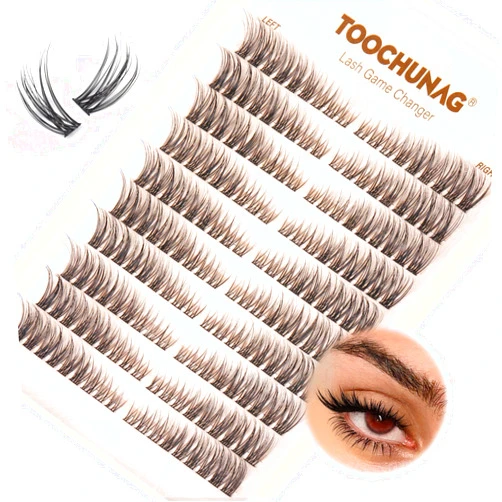 TOOCHUNAG Natural Lash Clusters Wispy Eyelash Clusters C Curl Left&Right Cluster Eyelashes Extensions 180pcs Cluster Lashes DIY Individual Lash Extension Thin Band Cat Eye Lashes by TOOCHUNAG