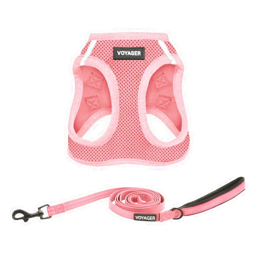 Best Pet Supplies Voyager Step-in Air All Weather Mesh Harness and Reflective Dog 5 ft Leash Combo with Neoprene Handle, for Small, Medium and Large Breed Puppies by Best Pet Supplies - Harness Leash Set (Pink), XS