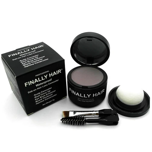 Finally Hair Dark Chocolate Brown Dab-on Hair Fibers & Hair Loss Concealer, Hairline Creator, Eye Brow Enhancer, and Beard Filler. Dab-on Hair Fiber Shadow Powder (Dark Chocolate Brown - Brown/Black)