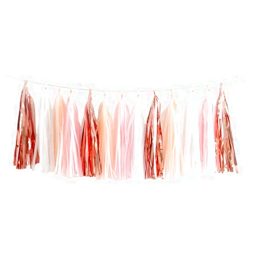 We Moment 20pcs Shiny Tassel Garland Banner Tissue Paper Tassels for Wedding, Baby Shower, Table Decor，Event & Party Supplies, DIY Kits - (Rose Gold,Peach Color,Light Pink,White)