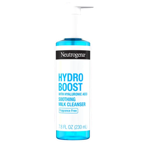 Neutrogena Hydro Boost Soothing Milk Facial Cleanser with Hyaluronic Acid, Hydrating Face Wash Gently Lifts Dirt & Oil Leaving Soft Soothed Skin, Hypoallergenic, Fragrance-Free, 7.8 Fl. Oz