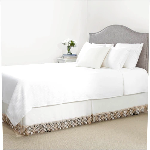 Renaissance Home Fashion Lillian DUST Ruffle with MACRAMÉ Band, King, Ivory