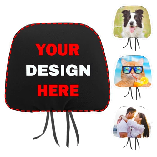 Custom Car Headrest Cover Personalized Add Your Logo Photo Text Universal Car Headrest Protector Customize Soft Breathable Car Headrest Cover Fit Most Cars, Sedan, Van, Vehicles