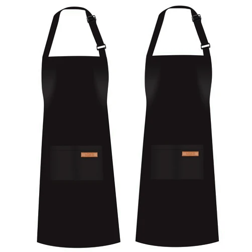 HiBaBy Apron, Adjustable 2 Pack Bib Aprons with 2 Pockets Cooking Kitchen Aprons for Men Women, for BBQ Outdoors Baking Crafting Drawing Chef Apron-Black