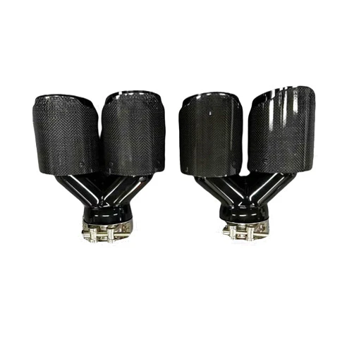 OSEXTSKC A Pair L+R Car Rear Exhaust Tip Tail Muffler Tip Stainless Steel Glossy Carbon Fiber Double Exit Exhaust Tip Muffler Tip(60-101MM)
