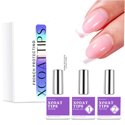 btartboxnails Nail Tips Builder Gel Set - 15ml Nail Tip Builder Gel 15ml Top Coat with Gel Nail Glue for French Tip Gel Nails 30+Days Long Lasting