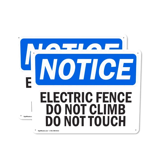SignMission (2 Pack) Electric Fence Do Not Climb Do Not Touch OSHA Notice Sign 10 Inch X 7 Inch Indoor/Outdoor Rust-Free Aluminum Metal Signs for Workplace, Workshop, and Construction Site, Made in the USA