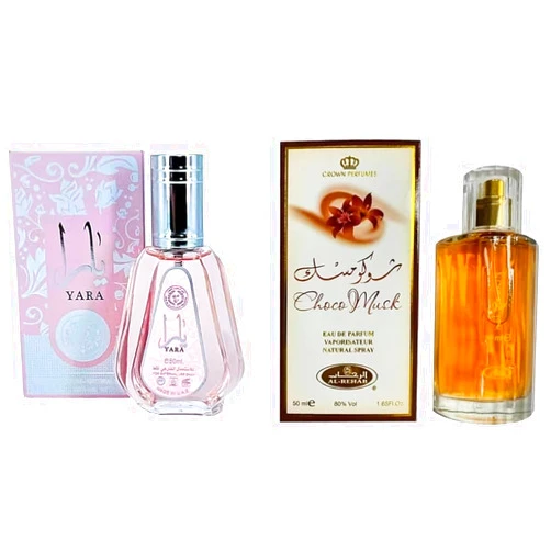 Lattafa Yara Pink and Choco Musk Eau de Parfum Spray Bundle for Women, 1.7 Oz