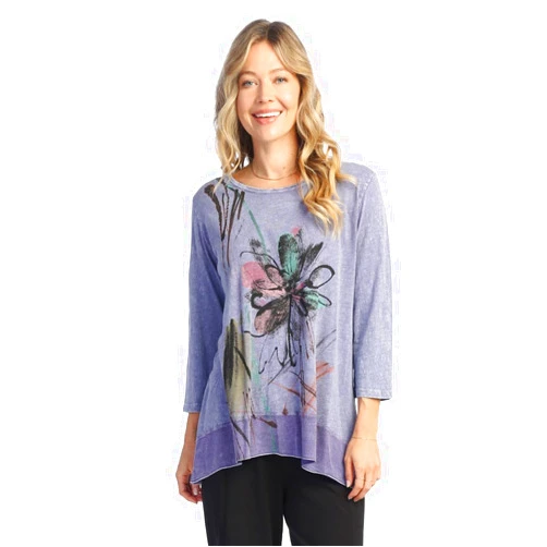 Jess & Jane Mineral Washed Tunic w/Georgette Contrast - M105