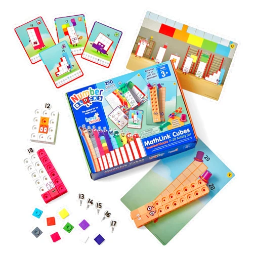 hand2mind Numberblocks MathLink Cubes 11-20 Activity Set, 30 Numberblocks Activities Linked to TV Episodes, 155 NumberBlocks MathLink Cubes, Numberblocks Toys, Math Cubes, Homeschool Supplies