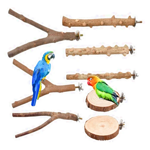 XAGMODSHN 8 Pcs Parrots Grinding Scratcher Perch Stands Birds Stand Natural Wood Stick Grinding Branch Paw Climbing Standing