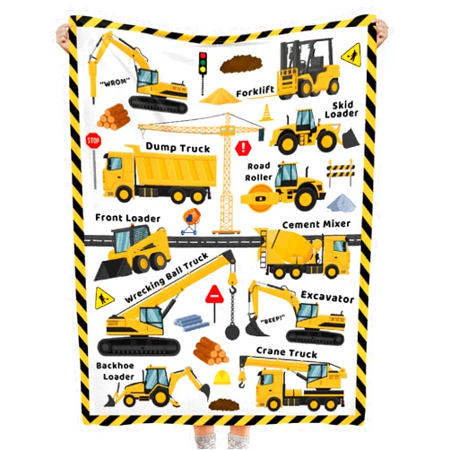 Shishiimo Construction Car Tractor Blanket-Car Gift for Boys, Girls -Cozy Soft Flannel Lightweight and Warm Used for Room Bed Sofa 30