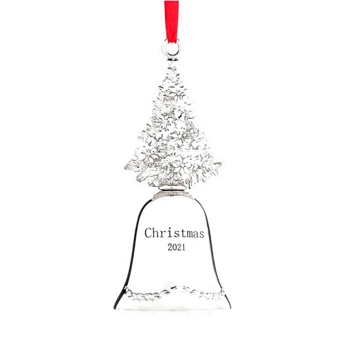 Klikel Christmas Bell Ornament 2021 - Shiny Silver Christmas Ornament 2021 - Christmas Tree Silver Bell Ornament - 2021 Ornament with Gift Box - Silver Bell Engraved Christmas 2021-1st Edition