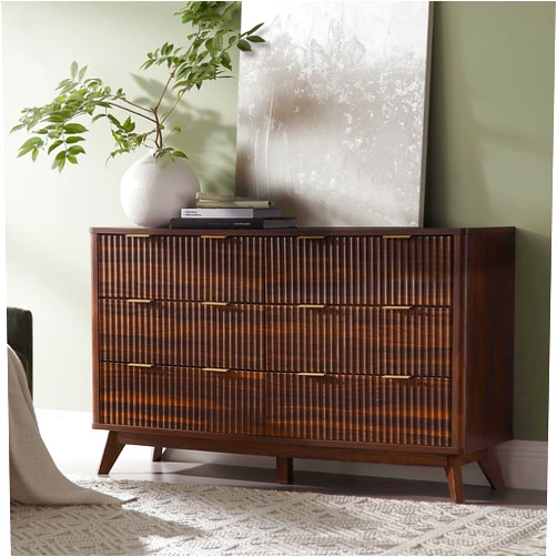 T4TREAM Fluted 6 Drawers Dresser, 54
