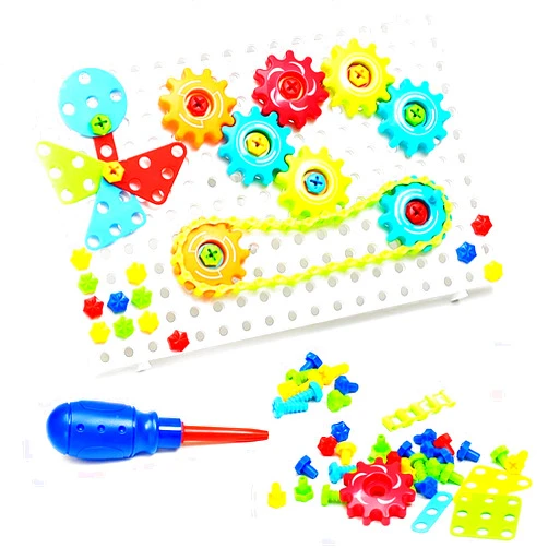 ChuburD 177pcs Kid's Building Toys, Interlocking Gear Set Building Blocks, Kids Play Toolbox, Drive Belt Gears, for Classroom Learning, Kids' Party, for 3 and Up